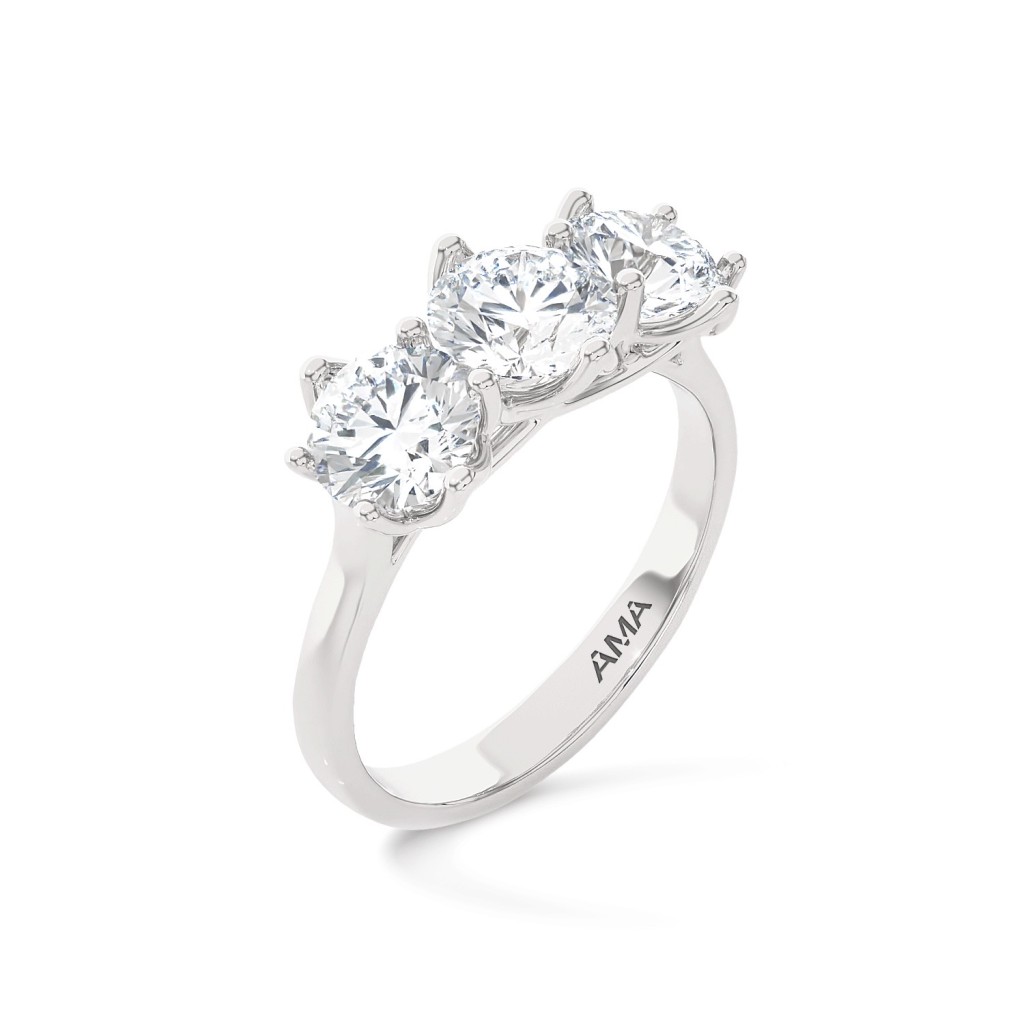 Trilogy oro bianco con diamanti ~2,10 Carati Lab-Grown