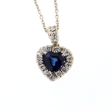 1.64ct heart sapphire white gold necklace and 0.52ct diamonds - MIRCO VISCONTI