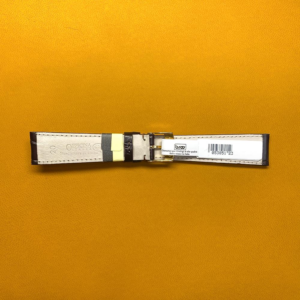 Cinturino pelle alligatore marrone scuro opaco 20-16mm - BROS