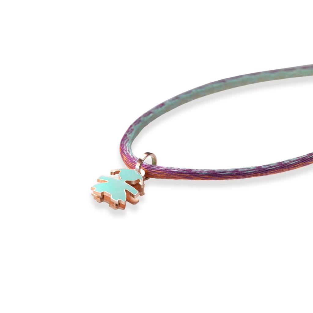 Ciondolo leBebe LBB055-ACQ Classici bimba oro rosa smalto verdeacqua - LE BEBE