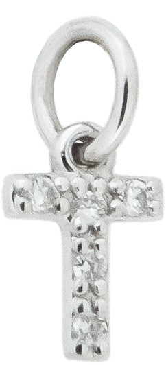 Ciondolo iniziale T stampatello h 5,30mm oro bianco diamanti - CICALA