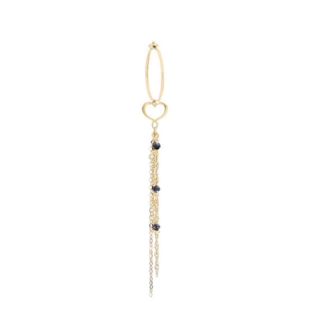 Aurum single heart earring with diamonds in 18kt yellow gold - MAMAN ET SOPHIE