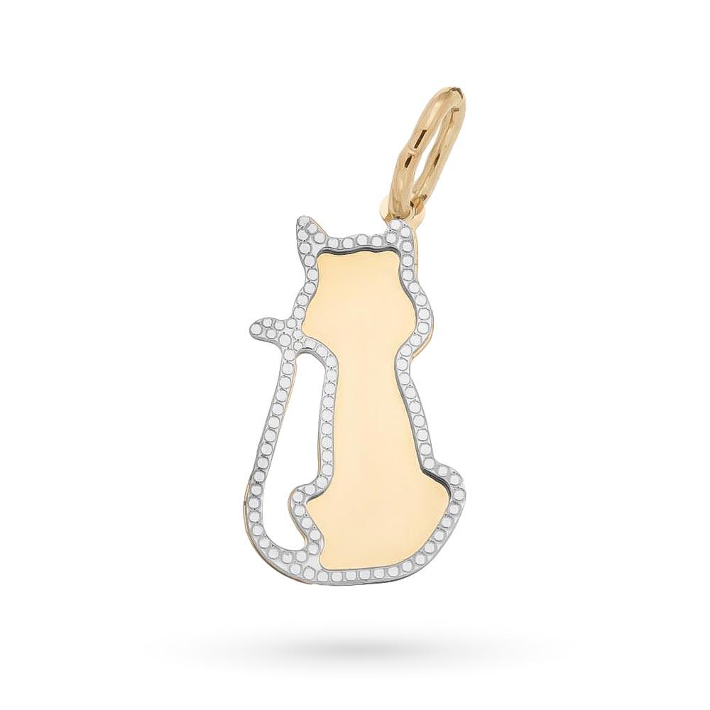 Ciondolo Gatto Oro 333 Con Fiocco E Zirconi, Gioiello In Astuccio CLEVER SCHMUCK