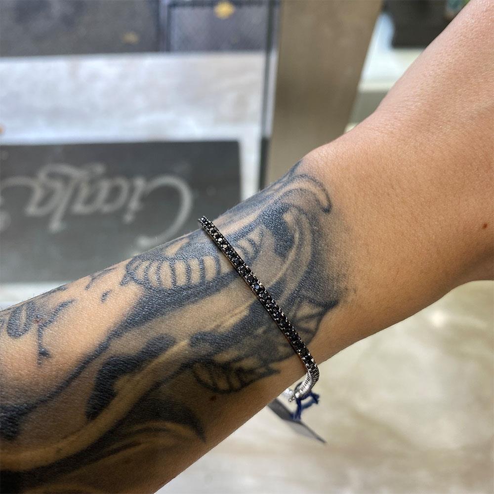  Bracciale tennis oro bianco diamanti neri 1,34ct - LELUNE