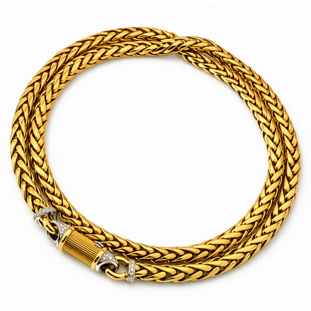 Girocollo grande chanel lunga oro giallo e diamanti - MAXART