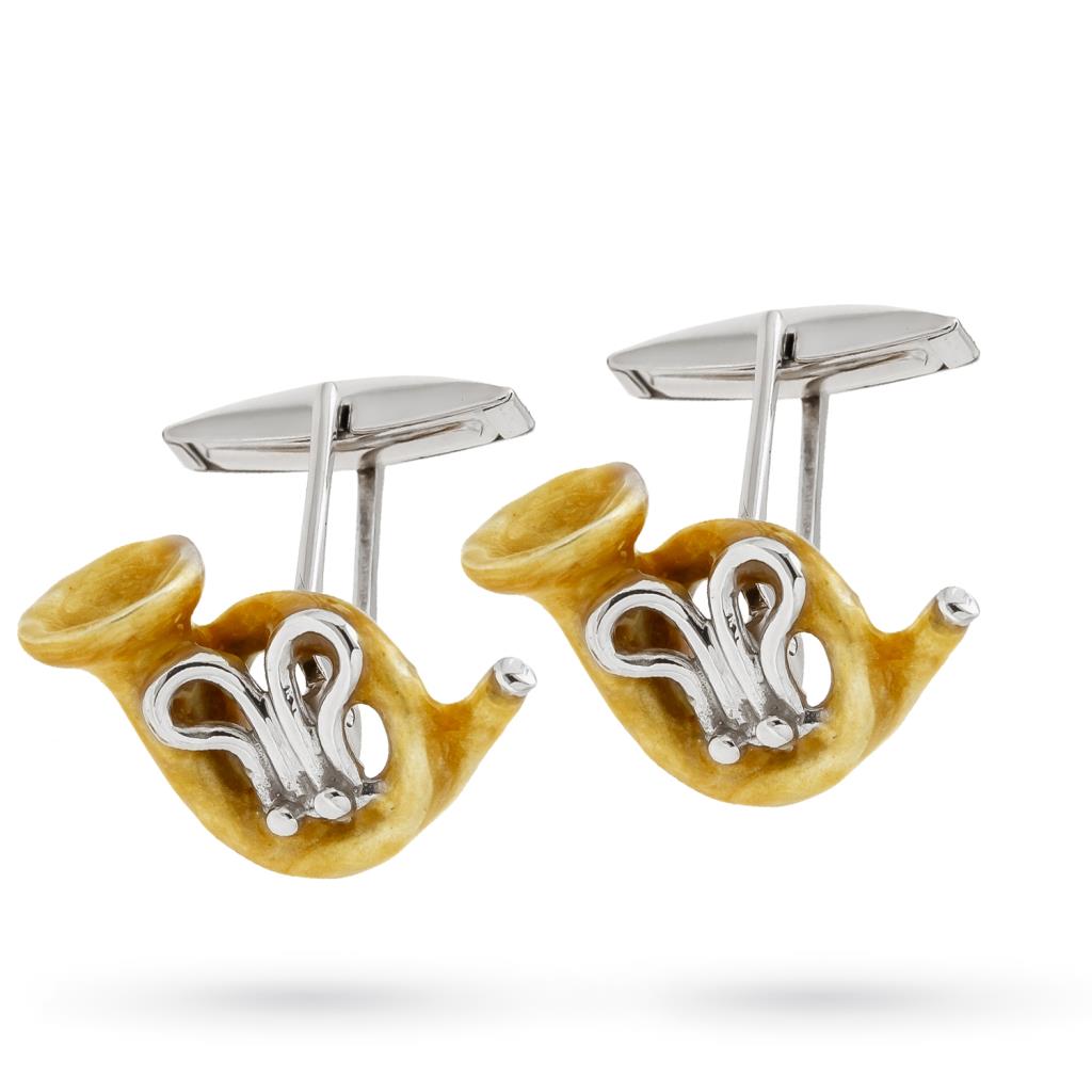Gemelli per camicia corno argento 925 Made Italy - SATURNO