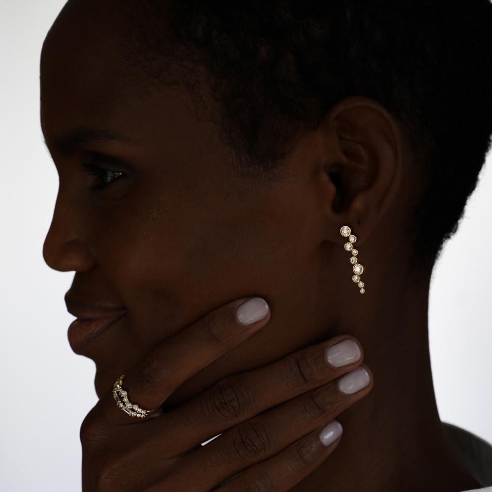 Orecchini oro rosa pendenti diamanti 1,20 Carati Lab-Grown - AMA