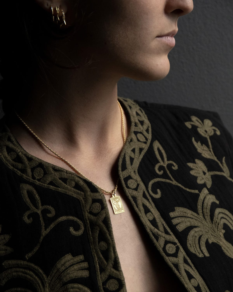  Ciondolo Carta Tarocchi Il Carro in argento dorato Grande - NOVE25