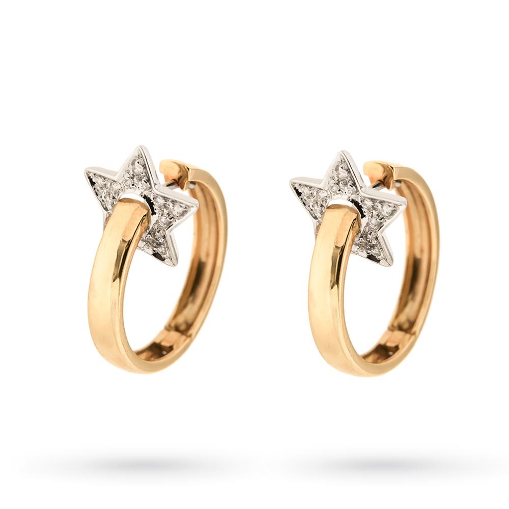  Orecchini Giorgio Visconti cerchi stelle oro diamanti 0,16ct - GIORGIO VISCONTI