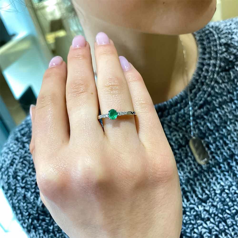 Anello fedina smeraldo ovale 0,31ct diamanti 0,09ct Mirco Visconti - MIRCO VISCONTI