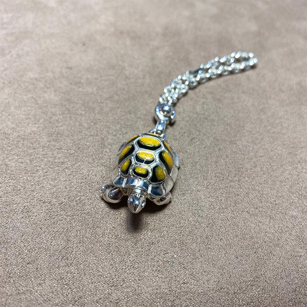 Portachiavi argento 925 tartaruga smaltata - SATURNO