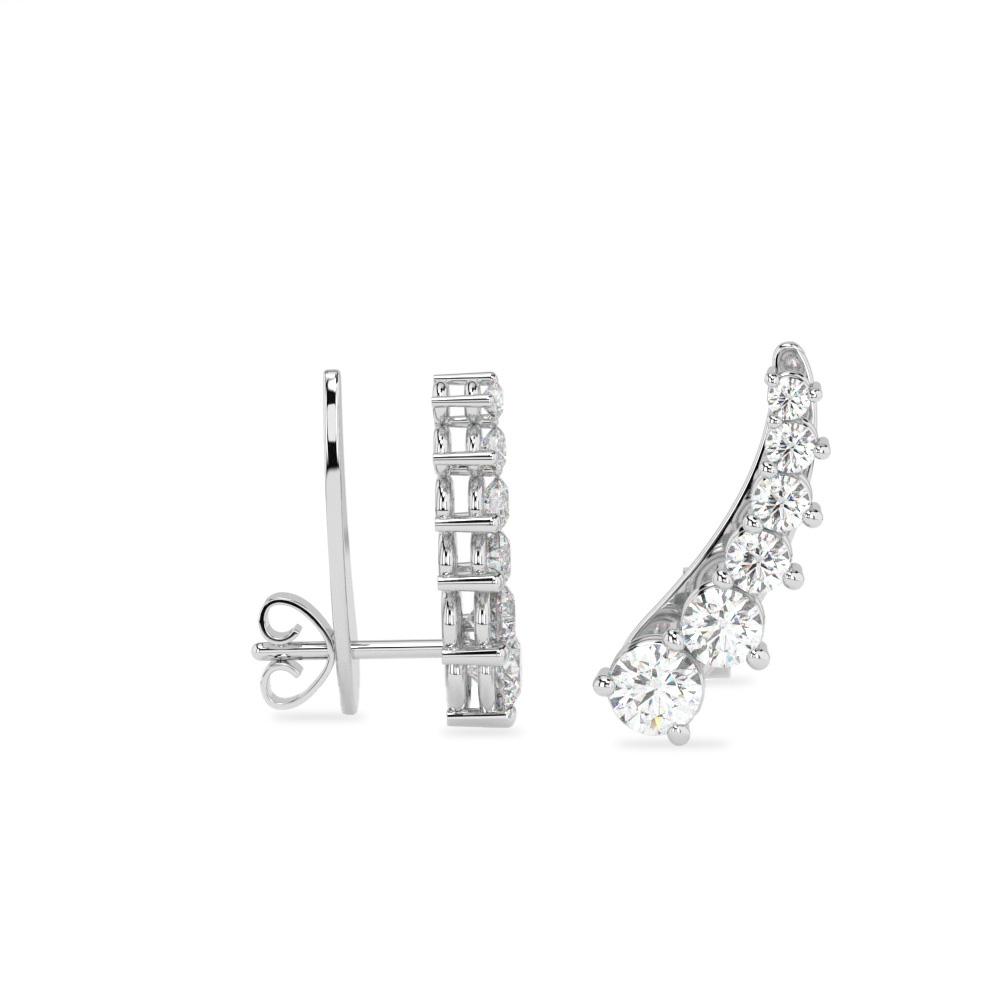  Ear Climbers White Gold 1.50 Carat Total Lab-Grown Diamonds - AMA