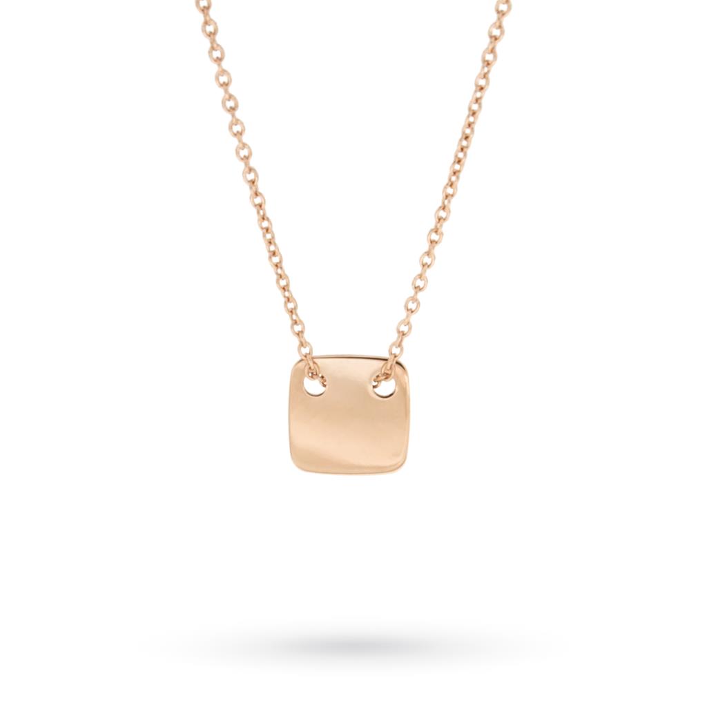 Necklace with square plate in 18kt rose gold - LUSSO ITALIANO