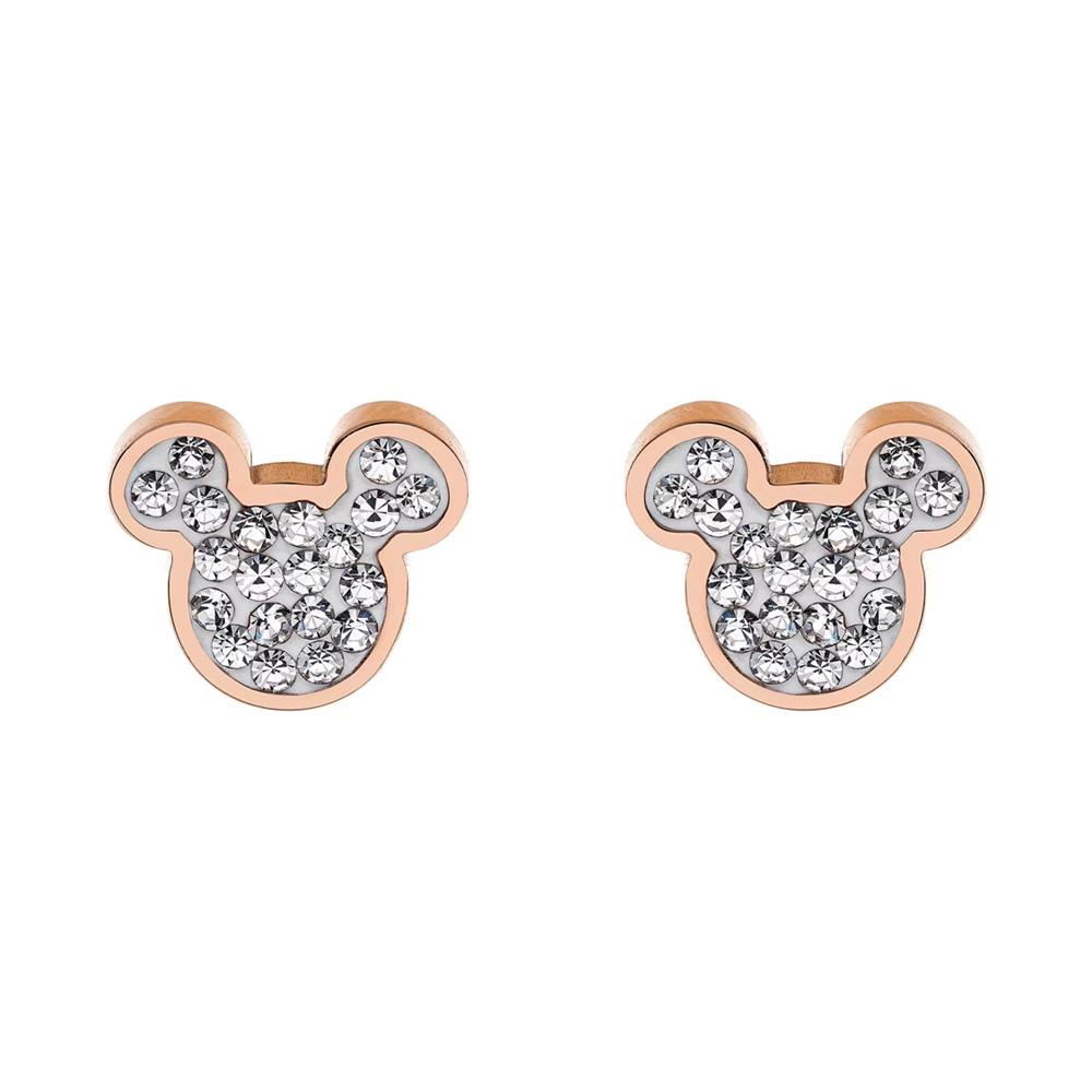 disney little girl mickey mouse earrings with white crystals - DISNEY