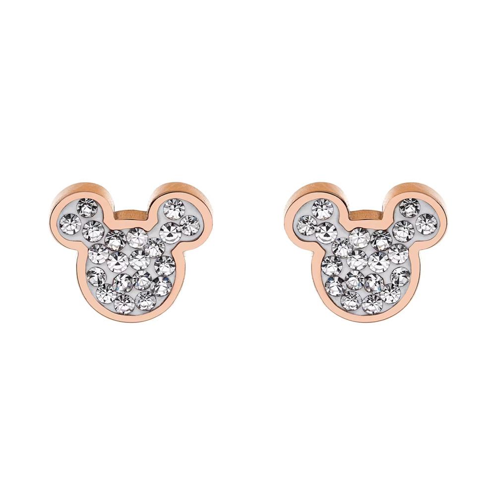 disney little girl mickey mouse earrings with white crystals - DISNEY