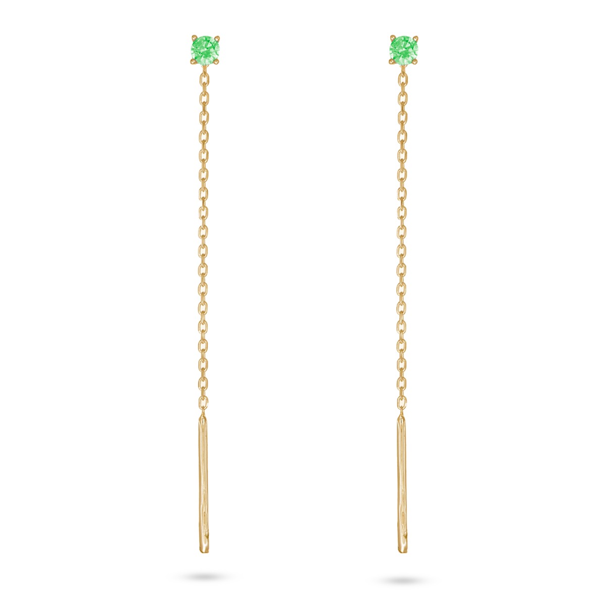  Dangle earrings with a 58mm long green zirconia and a rolo chain. - LUSSO ITALIANO