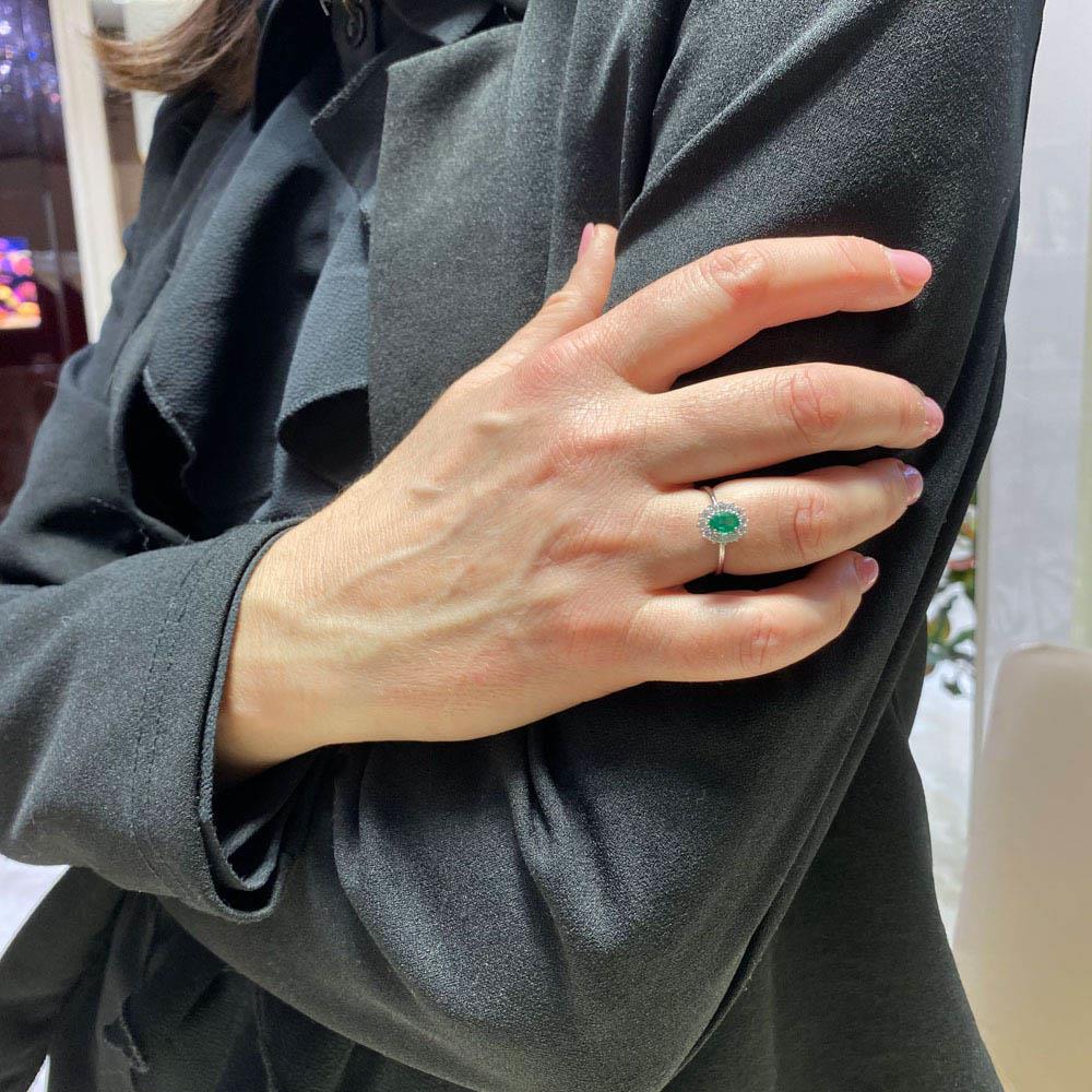  Anello smeraldo ovale 0,50ct contorno diamanti 0,24ct Mirco Visconti - MIRCO VISCONTI