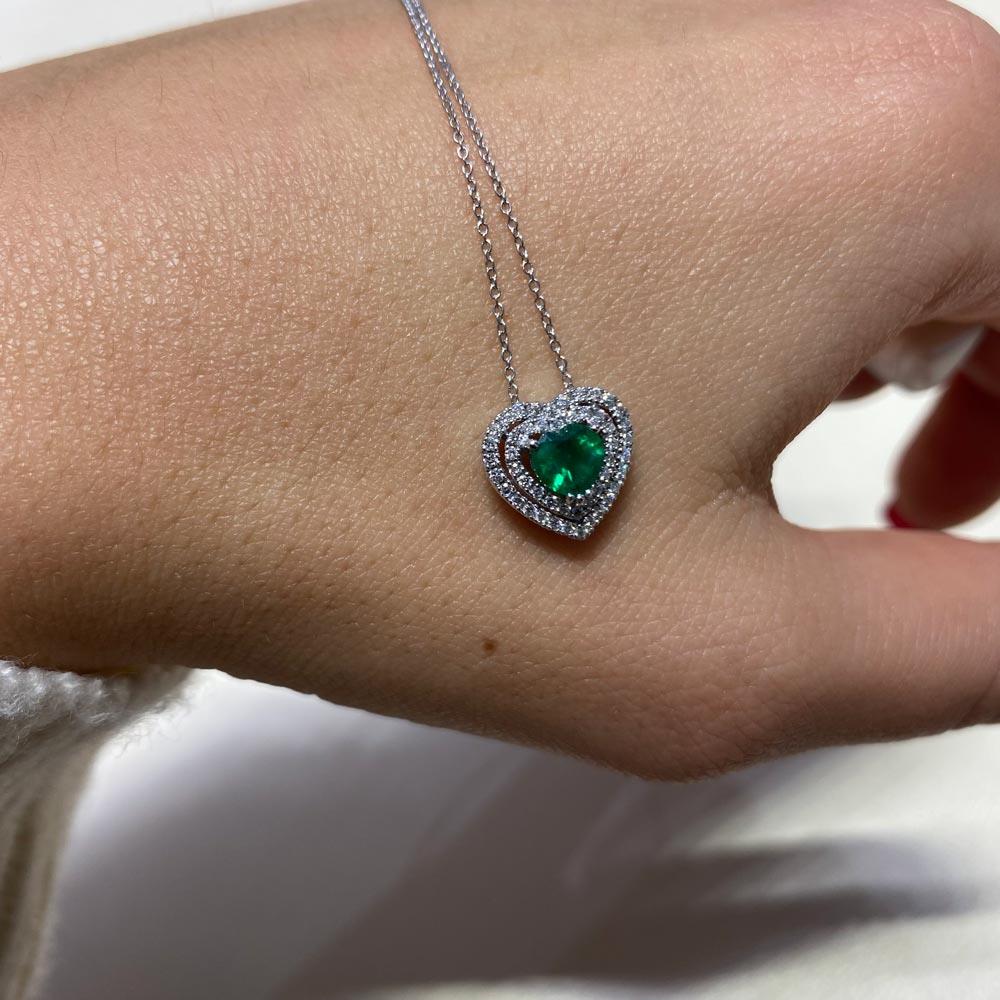  Necklace emerald heart 0,42ct diamonds 0,17ct Mirco Visconti - MIRCO VISCONTI