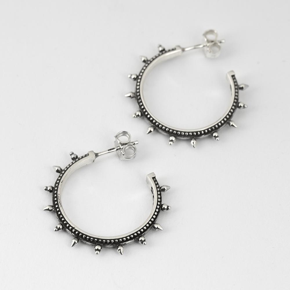 Orecchini A Cerchio Celtici In Argento 925 Con Pallina - Gioielli Scandinavi NKlaus, 15mm