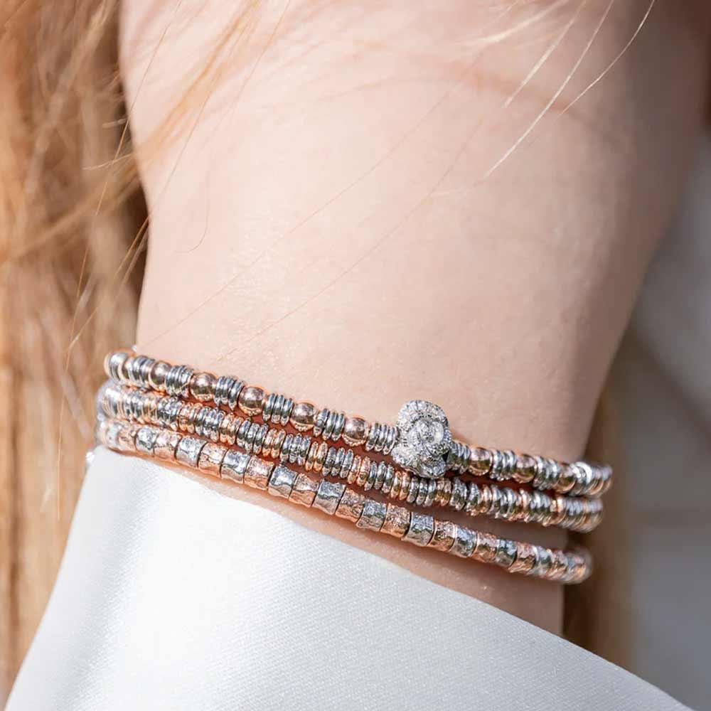 Bracciale donna Snake con pepite argento bicolor 16+3 cm - MARIA CRISTINA STERLING