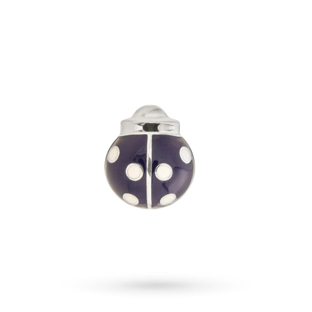 Blue Ladybug brooch white polka dots silver 925 enamel - CICALA
