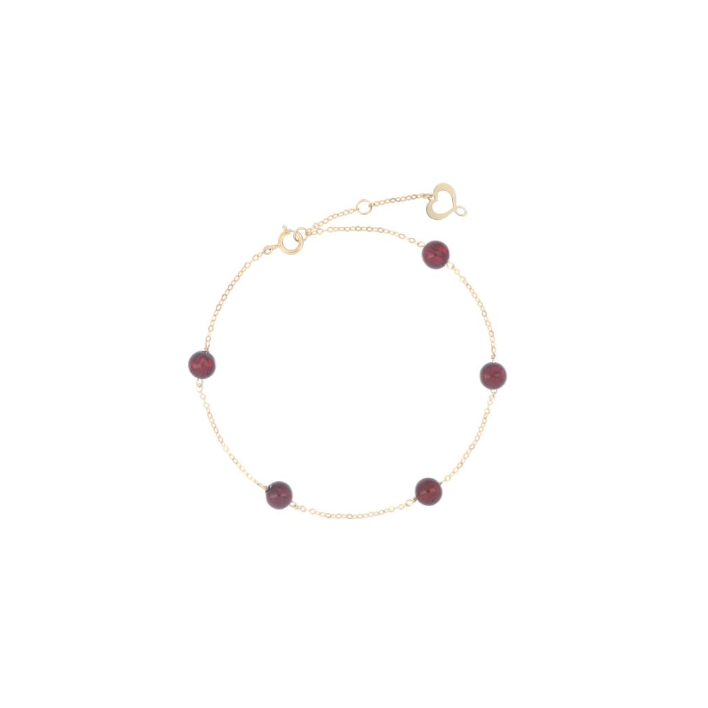 Bracciale in oro con sfere di granato rosso