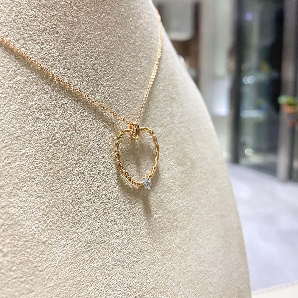  Knurled heart choker rose gold diamonds 43 cm - ORO TREND