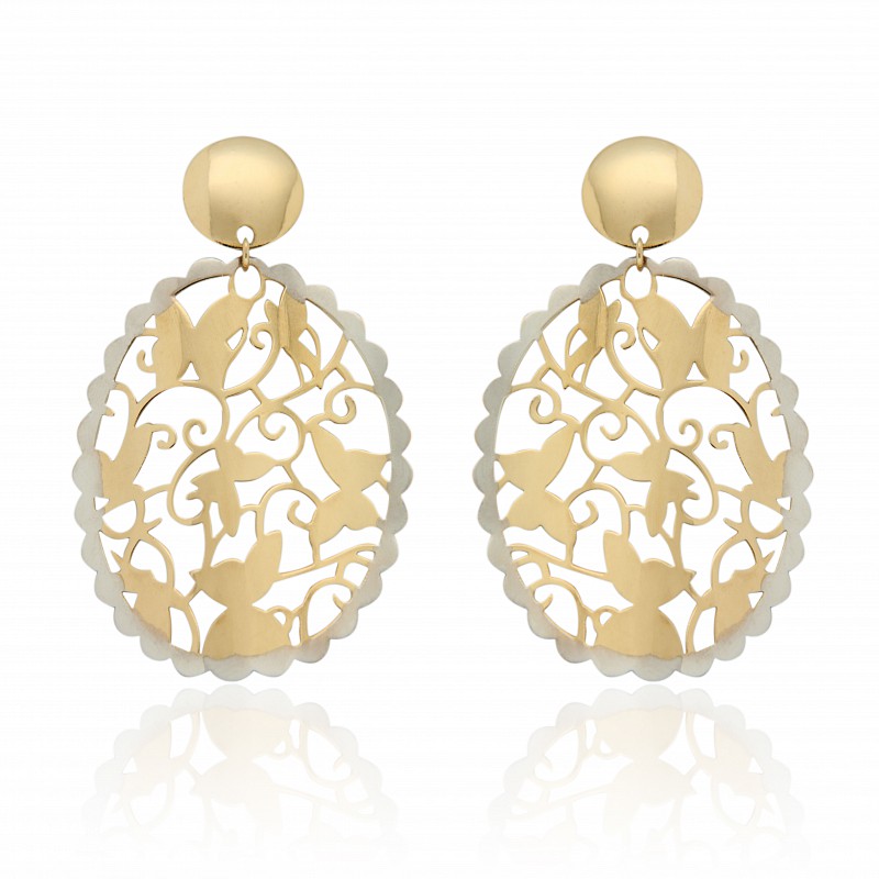 Orecchini pendenti oro traforati trama farfalle - LUSSO ITALIANO