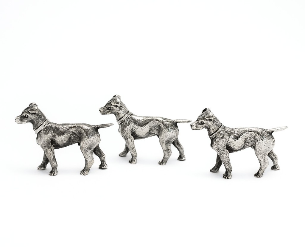 3 dogs place card holders 800 silver - 