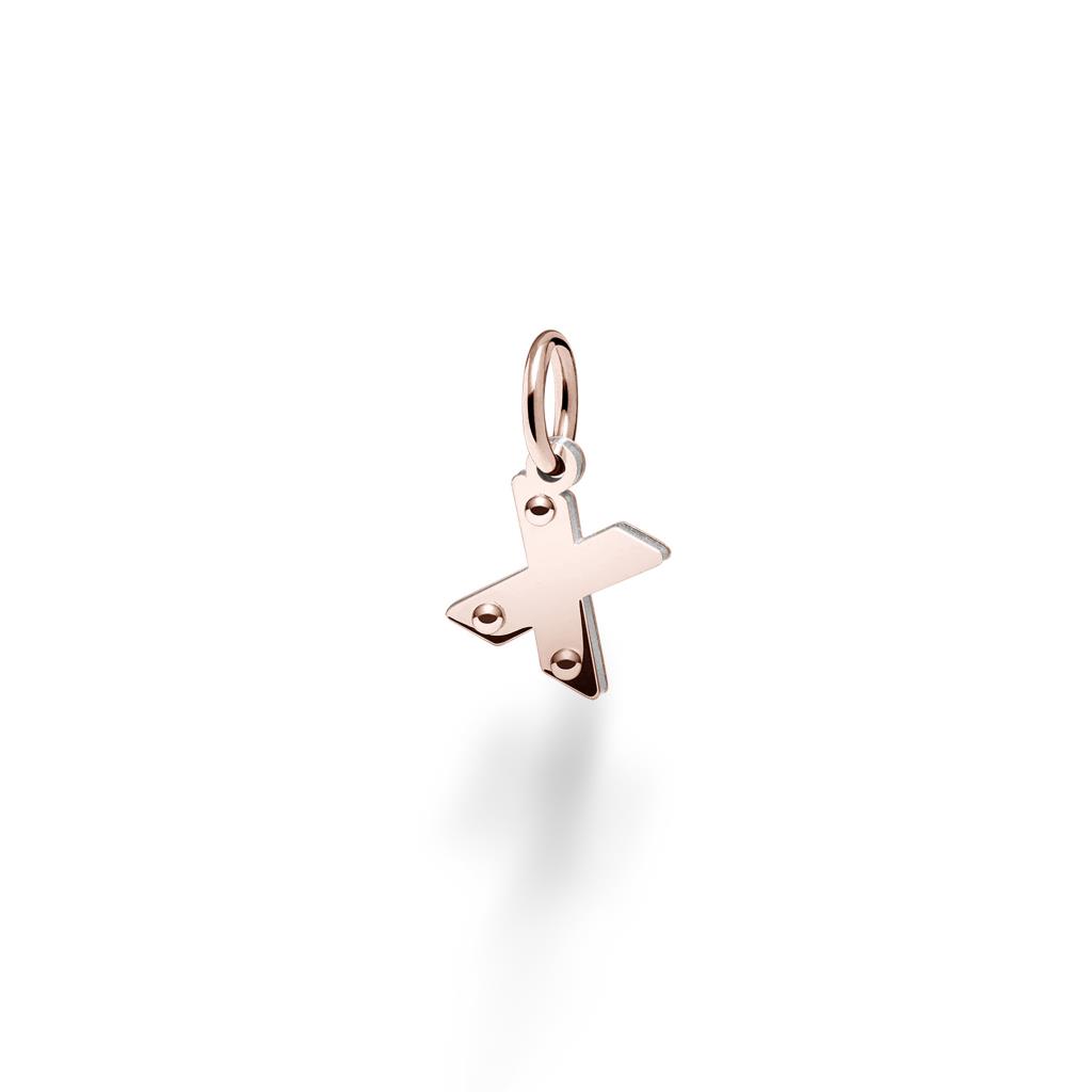 9kt rose gold and 925 sterling silver X letter charm - LE BEBE