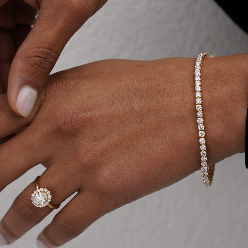  White gold tennis bracelet with 3.45 carats of Lab-Grown diamonds, 17.5 cm - AMA