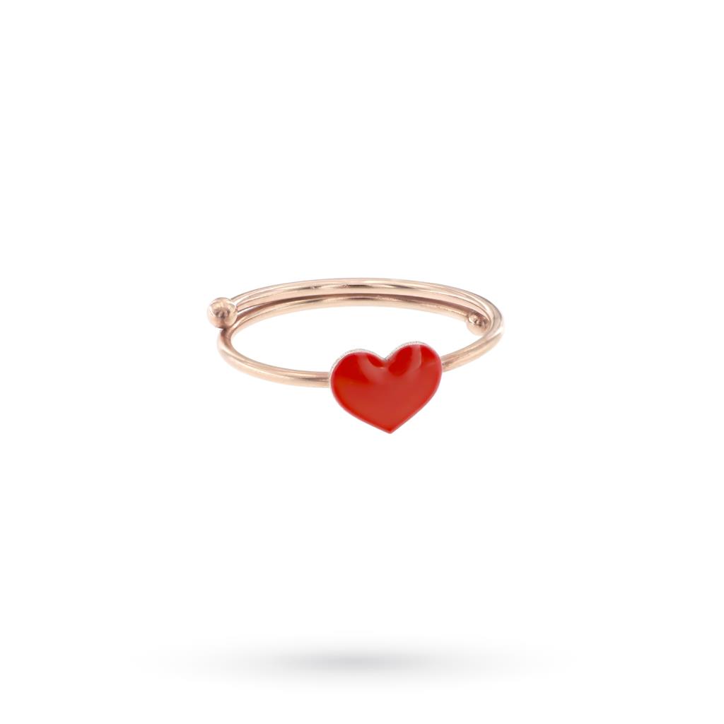 Maman et Sophie red enamelled heart adjustable ring AN03002SR - MAMAN ET SOPHIE