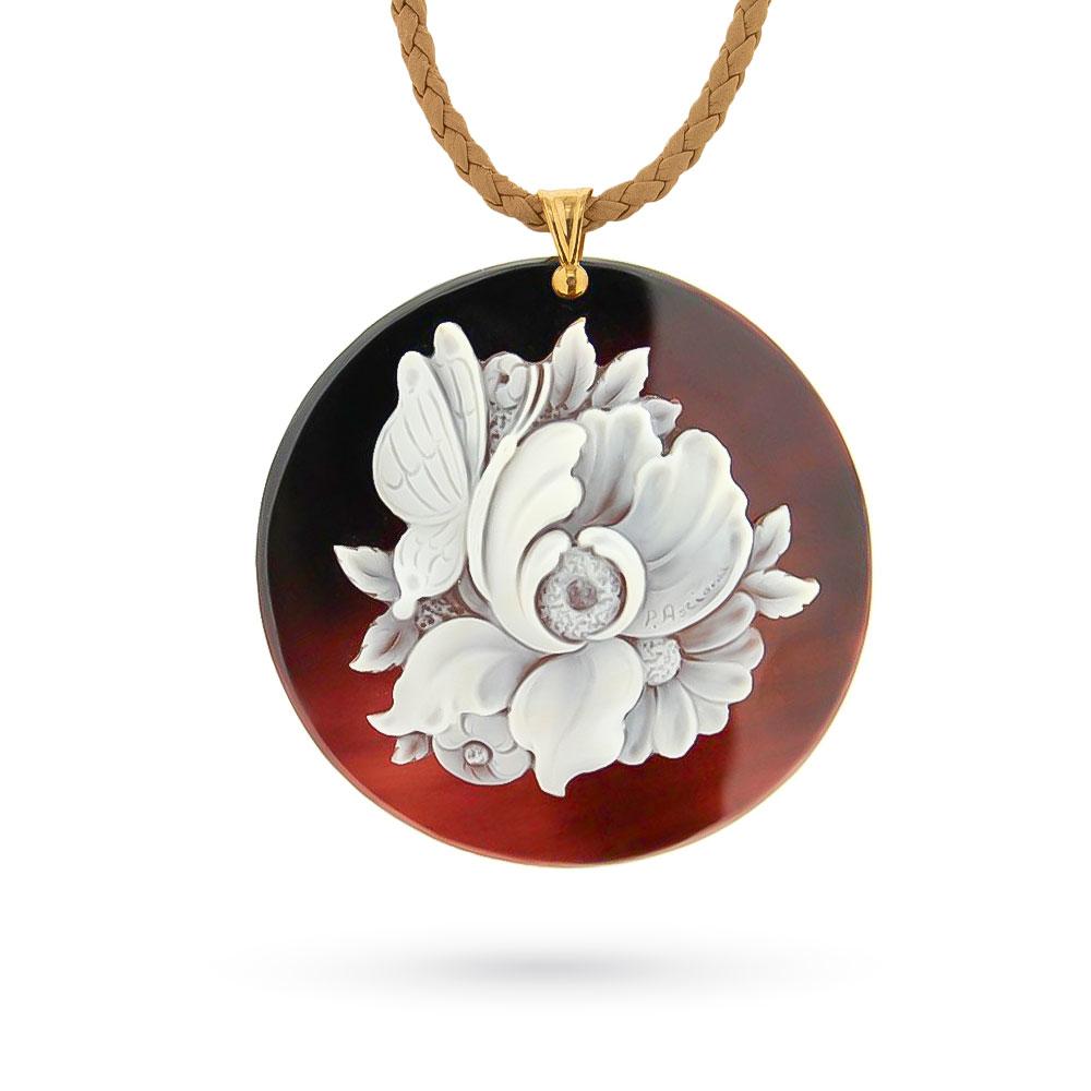 Girocollo con ciondolo cammeo floreale &Oslash; 6cm - ASCIONE