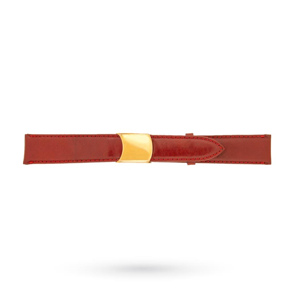 Cinturino cuoio rosso 18-16mm fibbia deployante dorata - BROS
