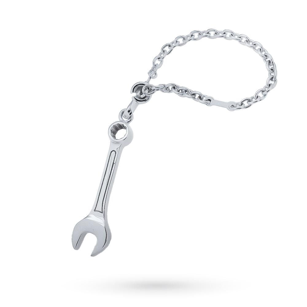 Polished 925 silver wrench key ring - SATURNO