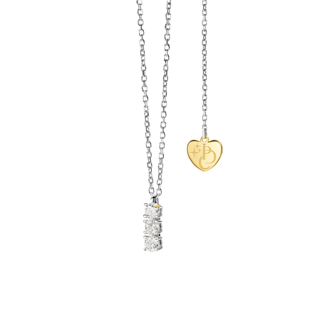 Girocollo trilogy oro bianco cuore giallo 0,25 ct - PER DIRTI CHE