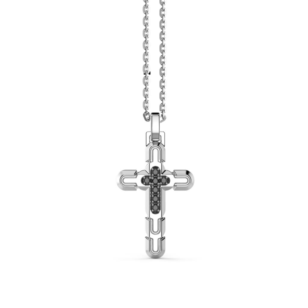 Zancan silver cross necklace with spinels - ZANCAN