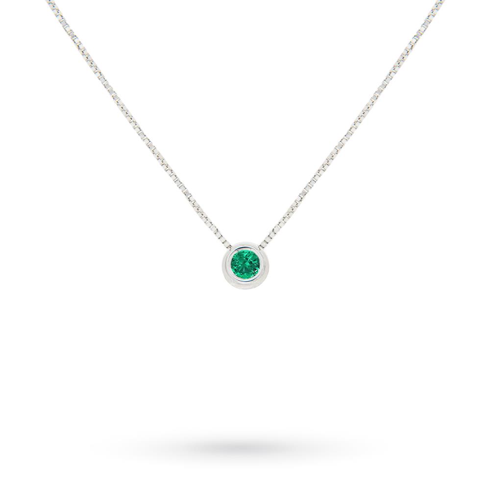 Collana ciondolo smeraldo punto luce oro bianco Luigi Quaglia - QUAGLIA