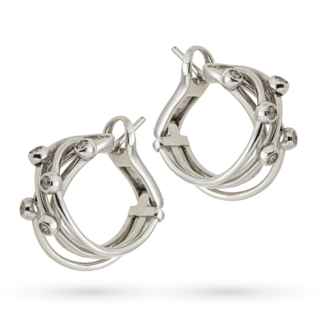  Orecchini cerchi fili intrecciati oro bianco diamanti - GIORGIO VISCONTI