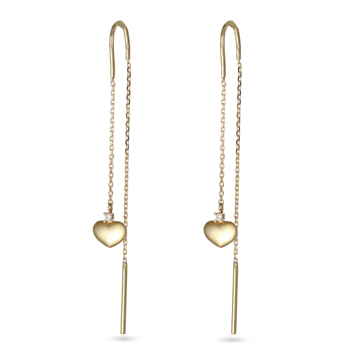  18kt gold drop earrings with heart and white zirconia - LUSSO ITALIANO