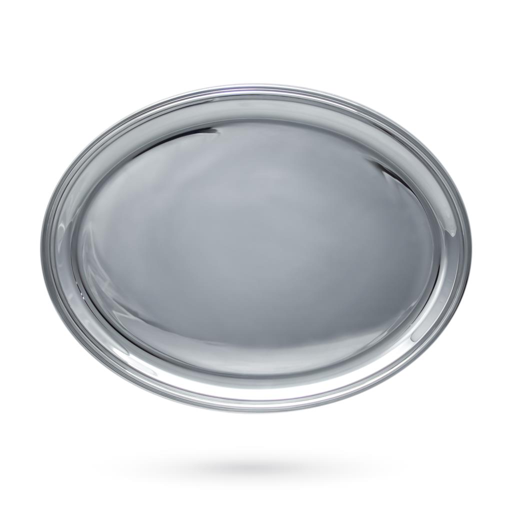Oval tray in shiny silver 30x23cm - SCHIAVON