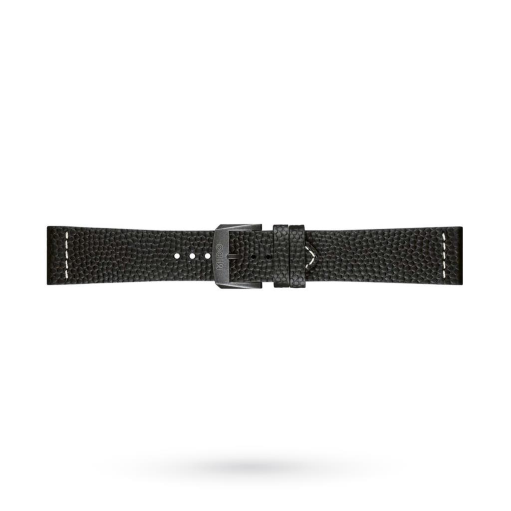 Mido black leather strap 23mm PVD steel buckle - MIDO
