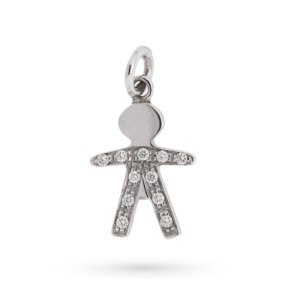 Small white gold diamond baby pendant - LUSSO ITALIANO
