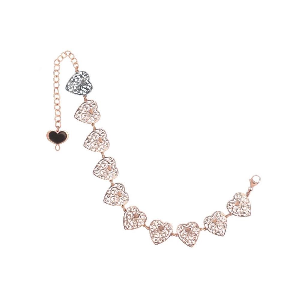 Bracciale cuore vittoriano in argento 925 placcato oro rosa - MAMAN ET SOPHIE