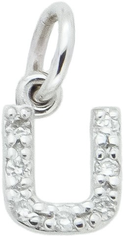 Ciondolo iniziale U stampatello h 5,30mm oro bianco diamanti - CICALA