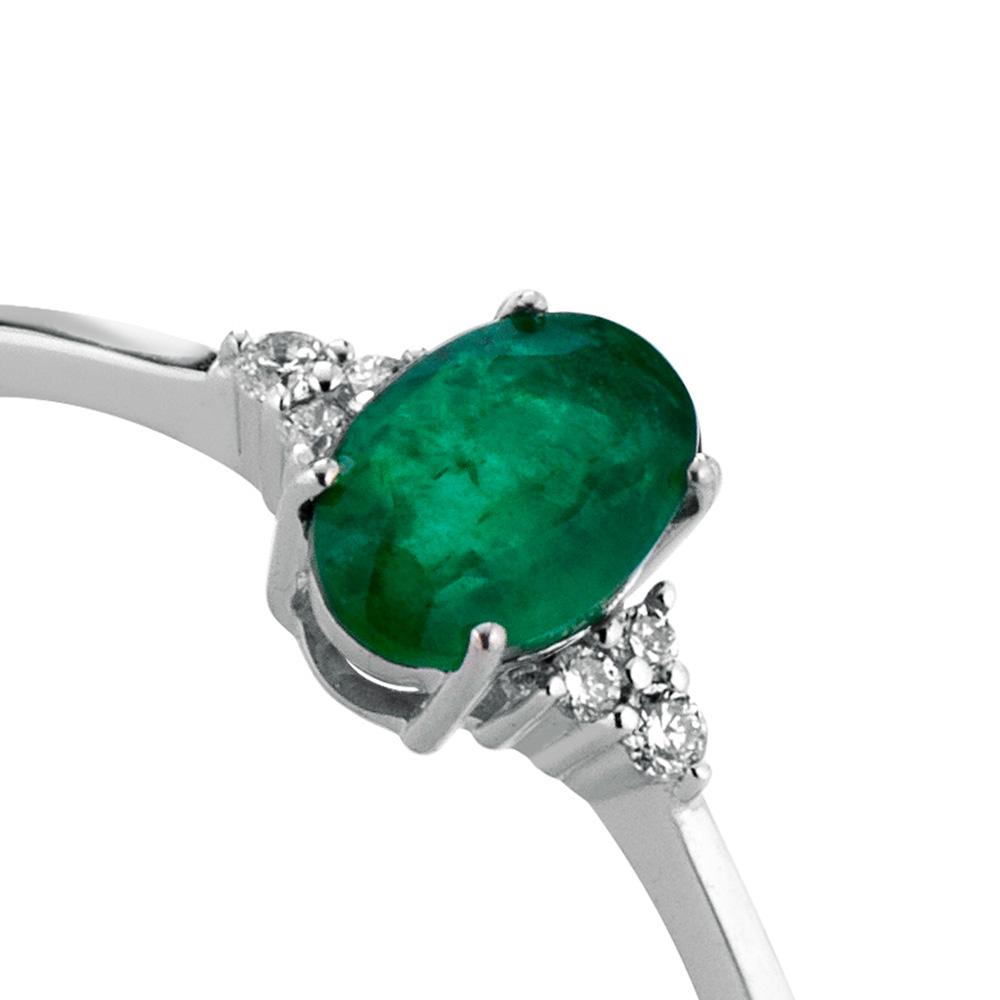  Anello in oro con smeraldo 0,42ct e diamanti 0,04ct - LELUNE