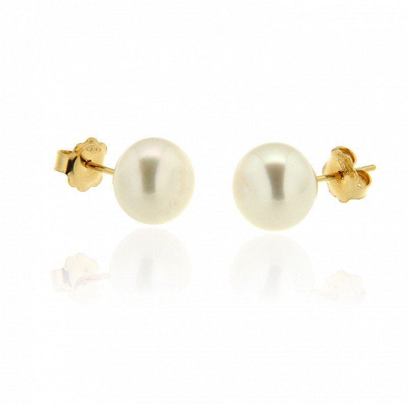 Fresh water pearl stud earring in yellow gold - GOLAY