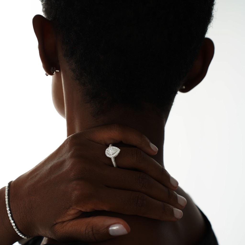  Anello Halo oro bianco diamanti 2,53 Carati Lab-Grown - misura 17 - AMA