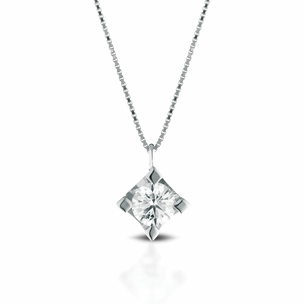 Girocollo veneziana punto luce oro diamante 0,35ct GIA D VS1 - LELUNE