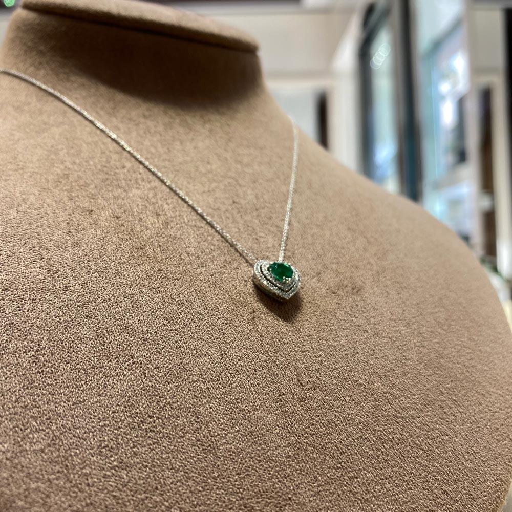  Necklace emerald heart 0,42ct diamonds 0,17ct Mirco Visconti - MIRCO VISCONTI